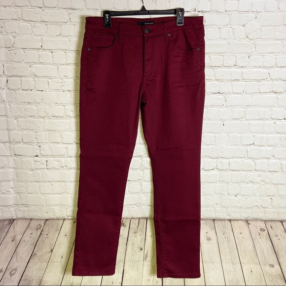 New Slim Straight Burgundy Khaki Jeans 